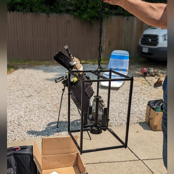 Chandelier Open Cage Black Matte Industrial - Picture 15 of 15